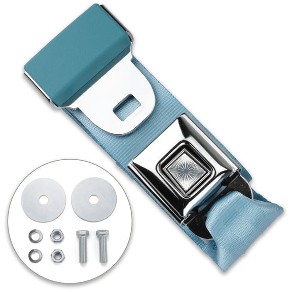 RetroBelt Powder Blue Push Button Lap Belt 60" With Hardware