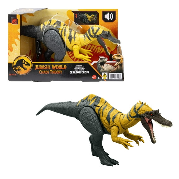 Jurassic World Chaos Theory Wild Roar Ceratosuchops Figure, Strike Attack & Sound Dinosaur Toy