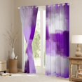 thumbnail image 3 of Manfei Abstract Watercolor Art Kitchen Curtains, Aesthetic Ombre Black Out Curtains Pack of 2 (42x63 Each), Purple White, 3 of 6