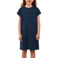 thumbnail image 1 of Vestido de Primavera de Niña Vestidos Sueltos Casuales con Bolsillos para 5-14 Años Vestido de Verano de Manga Corta Estirable Suave Y Cómodo para las Vacaciones Escolares, 1 of 9
