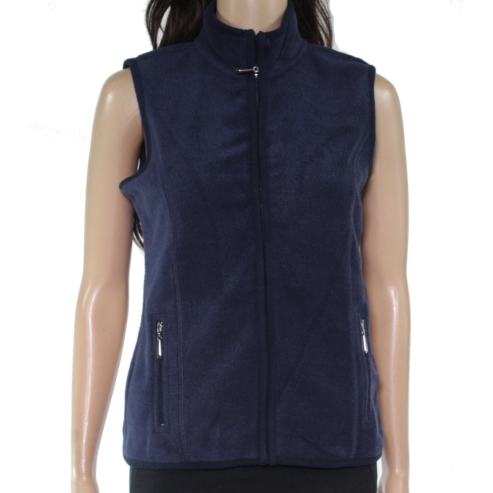 Karen Scott Womens Fleece Vest Petite Activewear Full Zip PP