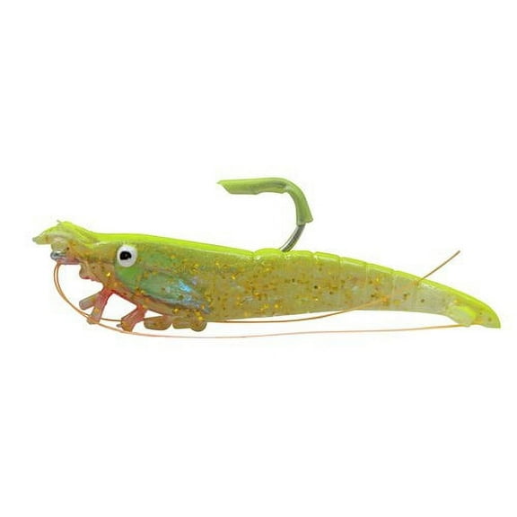 Tsunami 3" Holographic Shrimp Soft Bait for Saltwater Fishing, Clear and Gold Glitter