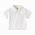 thumbnail image 3 of NIEWTR Toddler Boys Neutral Polo Shirts Cozy Cotton Short Sleeve Tees Casual Summer Outfits(White,1-2 Years), 3 of 9