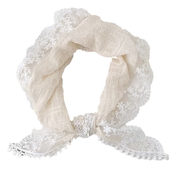 Silk Scarf Summer Women's Retro Neck Scarf Lace Wrap Hair Retro Small Scarf Headdress