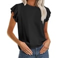 thumbnail image 1 of TSADFHJI T Shirts for Women Graphic Summer New Ruffle Edged Fashion Sweet and Fresh Versatile Top T Shirt M Black, 1 of 8