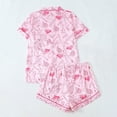 thumbnail image 4 of Ensemble de Pyjama Décontracté à Manches Courtes pour Femmes avec Boutons Imprimés et Shorts Tenue de Nuit Confortable avec Poches, 4 of 8