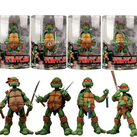 GSMD Teenage Mutant Ninja Turtles Action Figures Set - 4 PCS TMNT Toys with Red Headbands for Kids & Collectors - Great Gifts for Boys and Girls