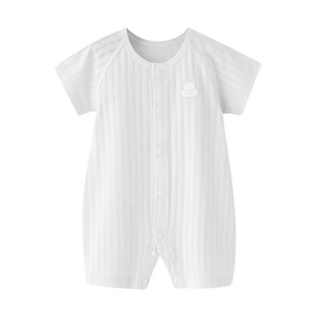 

BAYAIXZ Baby Boy Girl Romper Newborn Infant Baby Boy Girl Short Sleeve Romper Jumpsuit Kids Girls Bodysuit Button Jumpsuit Onesies (White 12-18 Months)