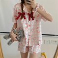 thumbnail image 5 of Hello Kitty-Pijama de manga corta para niña, cárdigan con solapa, pantalones cortos, traje de servicio a domicilio, conjunto de dos piezas, novedad de verano, 5 of 5