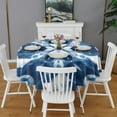 thumbnail image 2 of Indigo Tie Dye Floral Mandala Round Tablecloth 60"x60",Wrinkle Wipeable Table Cloth for Kitchen Dining Room Picnic Patio Party, 2 of 6