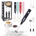 thumbnail image 1 of Milk Frother, Rechargeable Handheld Electric Whisk Coffee Frother Mixer with 2 Stainless Whisks, Milk Foam Maker for Cappuccino, Latte, Bulletproof Co, 1 of 4