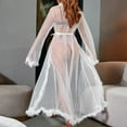 thumbnail image 5 of Qertyioot Wrap Robe for Womens,Mesh Long Nightgown With Perspective Nightwear Under $20, 5 of 5