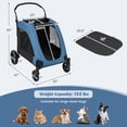 thumbnail image 3 of Costway Grande Poussette pour Chien avec Ceinture de Sécurité à Double Entrée Poignée Réglable 4 Roues Bleu, 3 of 10