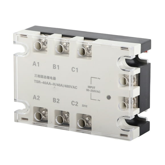 Relé de estado sólido de CA trifásico de 40 A Entrada SSR de CA de 90 a 250 V CA Carga de 24 a 480 V CA TSR-40AA H