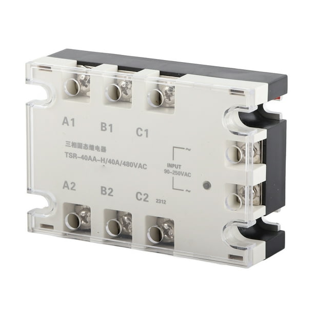 Relé de estado sólido de CA trifásico de 40 A Entrada SSR de CA de 90 a 250 V CA Carga de 24 a 480 V CA TSR-40AA H