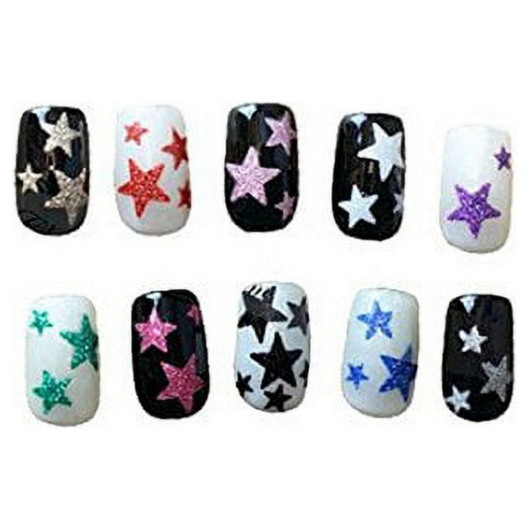 PAGOW 18 Sheets Glitter Star Nail Art Decals, Sparkly Stickers 18