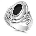 thumbnail image 1 of Simulated Black Onyx Oval Ring .925 Sterling Silver Band Cubic Zirconia Jewelry Female Male Size 7, 1 of 4