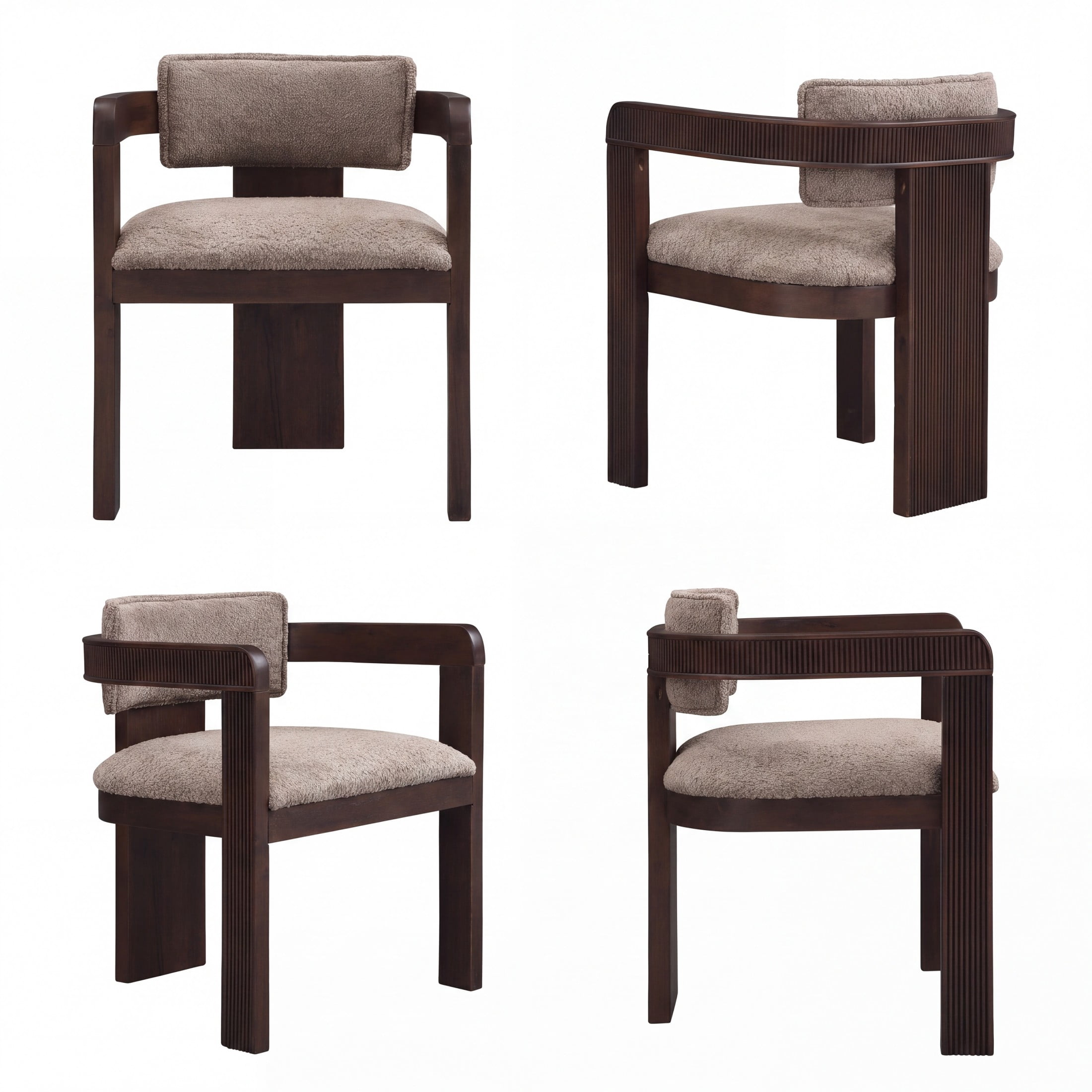 Christopher Knight Home Modern Upholstered Dining Chairs with Curved U-Back, Espresso+Taupe, Set of 4