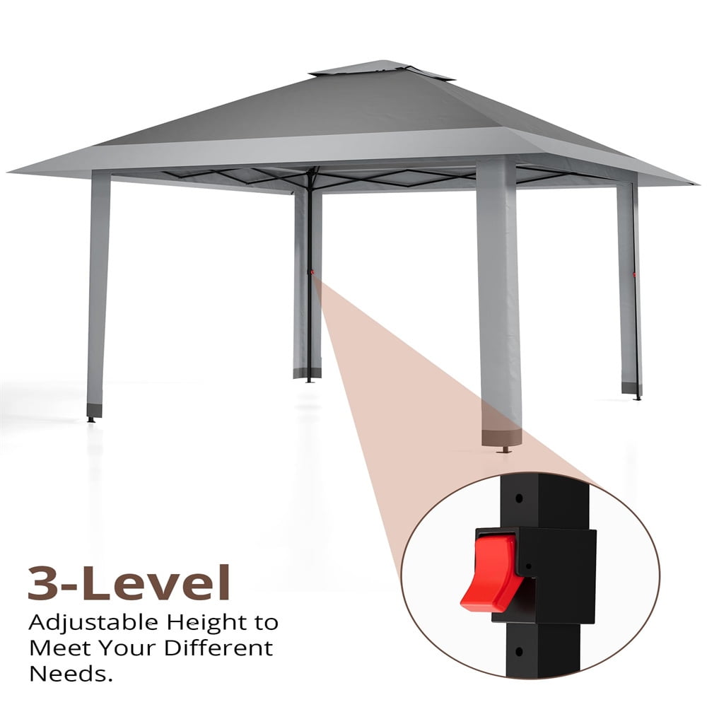 13x13Pop-Up-Gazebo Outdoor Canopy Tent with Mosquito Netting, [Adjustable Height & Spacious] Pop Up Tent with Double Roof, UV-Resistant Outdoor Gazebo for Backyard, Patio, Lawn, Garden, Deck
