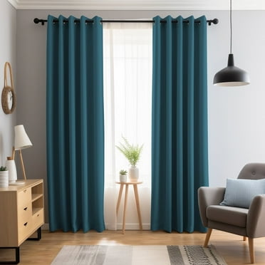 Primebeau Thermal Insulated Blackout Curtains, Dark Teal, 52” x 96” (2 Panels)