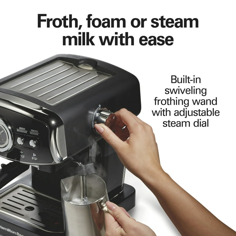 Hamilton Beach 15-Bar, 2 Cup Espresso Machine, Slide & Lock