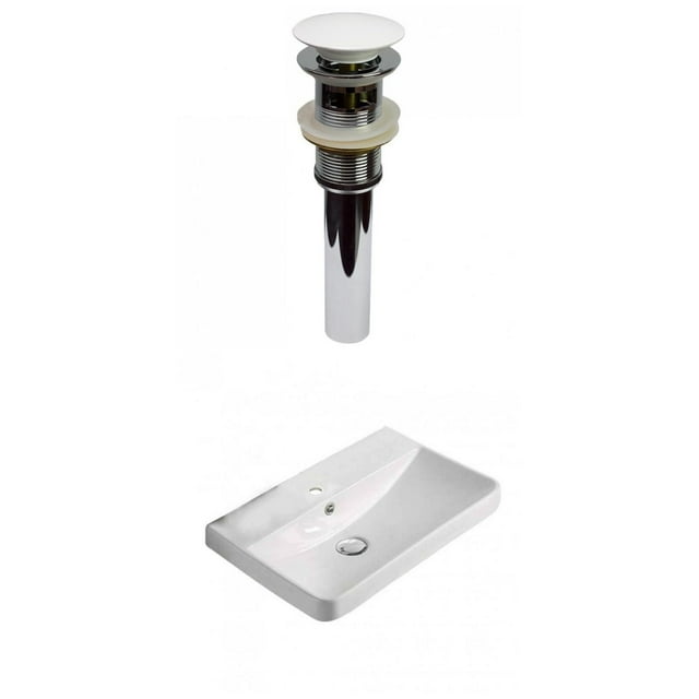 American Imaginations 19.88-in. W 1 Hole Ceramic Top Set In White Color - Overflow Drain Incl. AI-30721