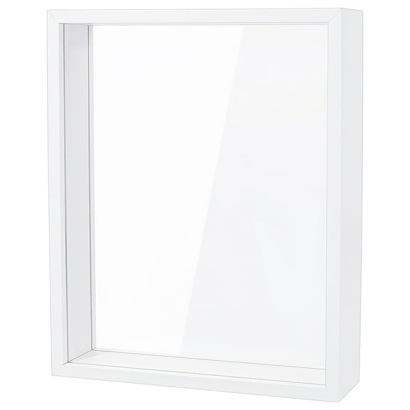 1pc 8.3x2.4x10.2 inch Rectangle Shadow box Wood Shadow box Display Case Shadow box Frame with Double Sided Clear Acrylic Window for Dried Flowers Leaves Specimen - White Wood