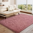thumbnail image 3 of Janvonne Soft Fluffy Shaggy Area Rug, 4'x 6' Bean paste Pink Plush Fuzzy Carpet for Bedroom Living Room, Non-Slip Modern Indoor Shag Rug for Kids Room Nursery Home Decor, 3 of 8