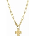 thumbnail image 4 of Chunky Cross Necklace for Women, 14k Gold-Plating Geometric Metal Sheet Faith Pendant Vintage Paperclip Chain Choker, 4 of 7
