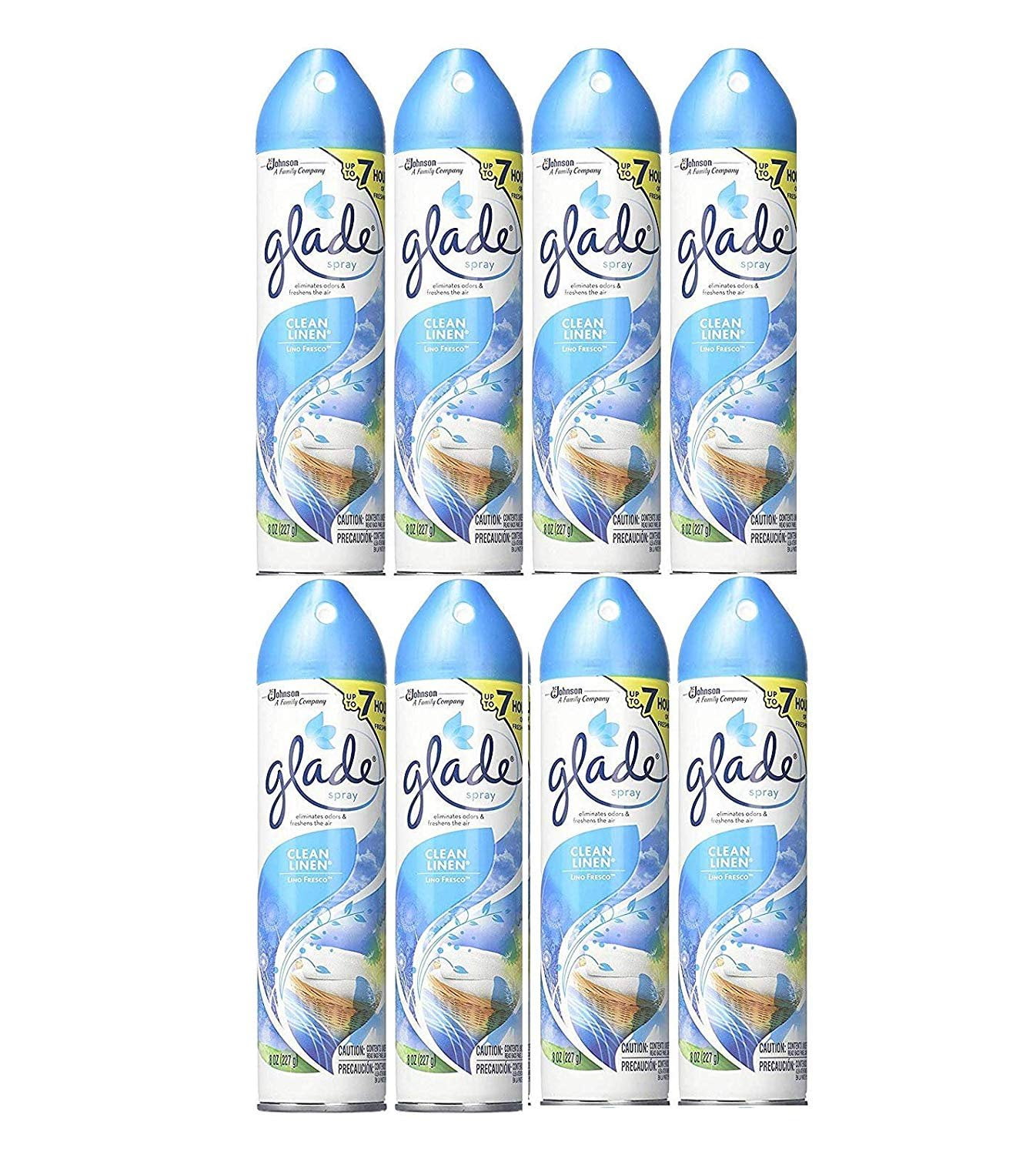Glade Air Freshener, Aerosol Spray, Clean Linen, 8 Oz (Pack of 8