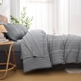 thumbnail image 6 of Davulos 7 Pieces Queen Comforter Set,Soft Striped Pattern Bed in a Bag Queen Size, All Season Bedding Set with Comforter, Flat Sheet, Fitted Sheet, Pillowcases & Shams,Grey, 6 of 7