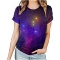 thumbnail image 3 of GUZYING Graphic Tees for Women Workout Tops for Women Fashion Women's Starry Print Casual Fashion Short Sleeve Tops Blouse(Dark Purple,2XL), 3 of 6