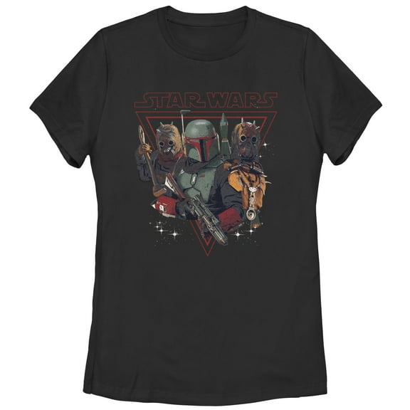 Women's Star Wars: The Book of Boba Fett Tusken Raiders and Boba Bounty Hunters  Graphic Tee Black X Large