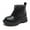 Black 2, variant on kkdom Boys Girls Kid Combat Boots Unisex Glossy Black Size 1 Little Kid