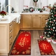 thumbnail image 4 of Christmas Kitchen Mats Set of 2, Xmas Kitchen Rugs, Red & Gold Snowflake, Merry Christmas and Happy New Year Design, Non - Slip Floor Mats for Kitchen, Entryway, Holiday Decor 17x30 + 17x47 Inch, 4 of 7