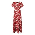 thumbnail image 7 of vigerkar Women Casual Loose Bohemian Floral Dress Short Sleeve Long Maxi Summer Beach Swing Dress Red, XXL, 7 of 7