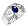 thumbnail image 1 of RYLOS Men's Rings Sterling Silver Pear Shape Tear Drop Cabochon Gemstone & Diamond Rings; Cabochon Sapphire   Size 11, 1 of 5