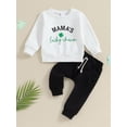 thumbnail image 2 of Bslissey Toddler Baby Boy 2Pcs Outfits Long Sleeve Four Leaf Clover Letter Print Sweatshirt + Drawstring Pants 3M 6M 12M 18M 24M 3T Infant Casual Tracksuit Set, 2 of 9
