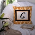 thumbnail image 3 of Letter C Initial Monogram - Orange Polkadots Fabric Decorative Pillow, 3 of 4
