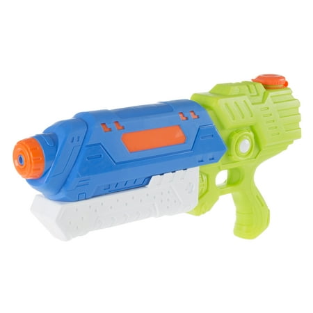Water Gun Soaker with Air Pressure Pump- Lightweight Squirt Gun Toy for Beach, Pool and Outdoor Games for Kids and Adults by Hey! Play! (Blue/White)