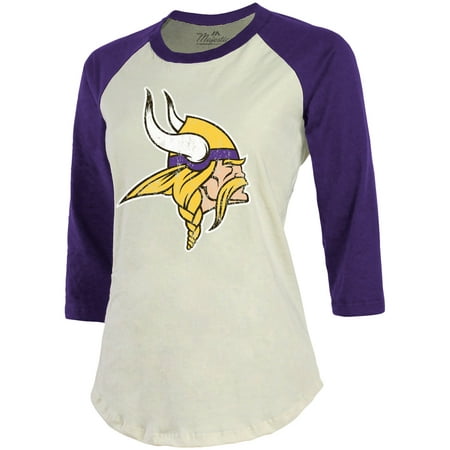 Women's Fanatics Branded Dalvin Cook Cream/Purple Minnesota Vikings Player Raglan Name & Number 3/4-Sleeve T-Shirt