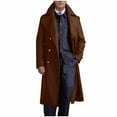 thumbnail image 2 of JXMVOJ Men's Lapel Long Trench Coat Casual Cotton Blend Peacoat Fashionable British Men Solid Color Woolen Trench Coat Slim Lapel Long Sleeved Hooded Casual Coat Jacket, 2 of 8