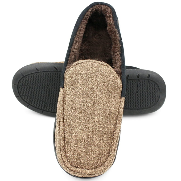 VENTANA Men s Shoes Moccasin House Slippers Faux Fur Lined House Shoes Comfy Bedroom Mens Slippers Fuzzy Breathable Warm Cozy Slip On Slippers