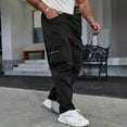 thumbnail image 2 of Stamzod Mens Jogging Pants with Pockets Fashion Solid Color Summer Elastic Waist Cargo Pants Casual Loose Plus Size Sweatpants for Men Black B XL, 2 of 7