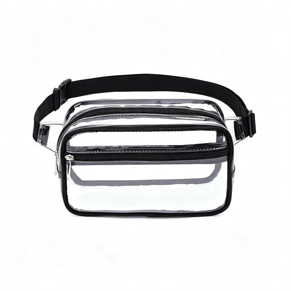 AOMRCOL Clear Purse for Women Stadium Approved - Trendy Clear Fanny Pack Stadium Approved Fanny Pack Belt Bag Crossbody (Black)