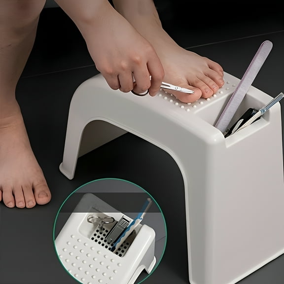 LAMIRO Non-Slip Pedicure Footrest Stool, Adjustable Height Nail Art Foot Stand | Bathroom Spa Mat with Massage Bumps | Portable Design