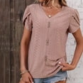 thumbnail image 5 of Ruimatai Women's V-Neck Blouse Short Sleeve Casual Tops Summer Loose Fit Comfortable Soft Fabric Stylish T-Shirt, 5 of 9
