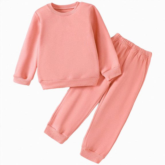 NOLDARES Toddler Baby Girl Clothes Cute Print Infant Long Sleeve Sweathsirt Fall Winter Outfits Kids Pullover Pants Set(Pink,3-4 Y)