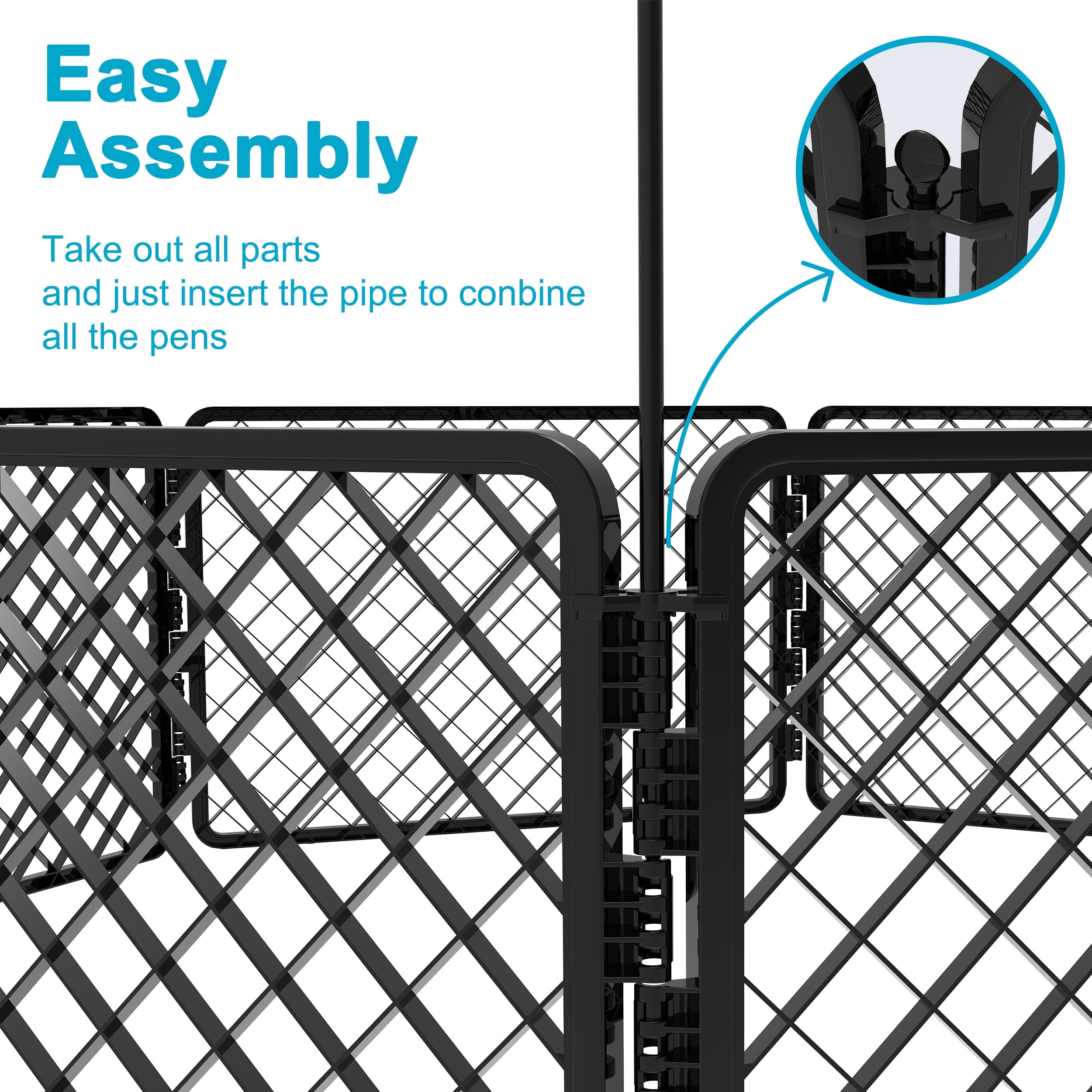 Vibrant Life 8-Panel Plastic Playpen for Dogs, Black 24"