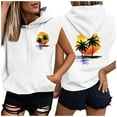 thumbnail image 5 of Womens Sleeveless Hooded Vest Hawaiian Hoodie Sweatshirts for Women Casual Summer Hoodies with Kanga Pocket White, 3XL, 5 of 5